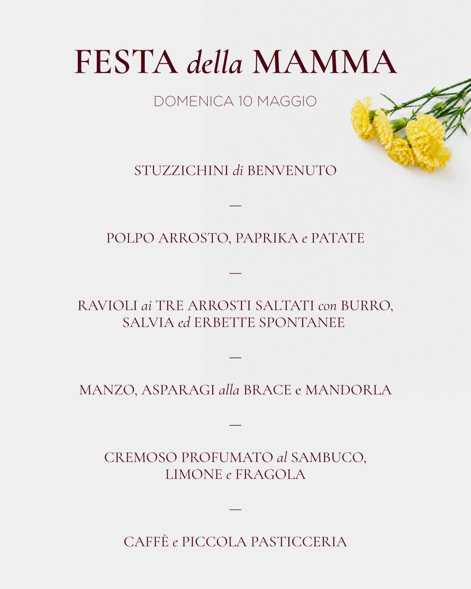 Menu Festa della mamma